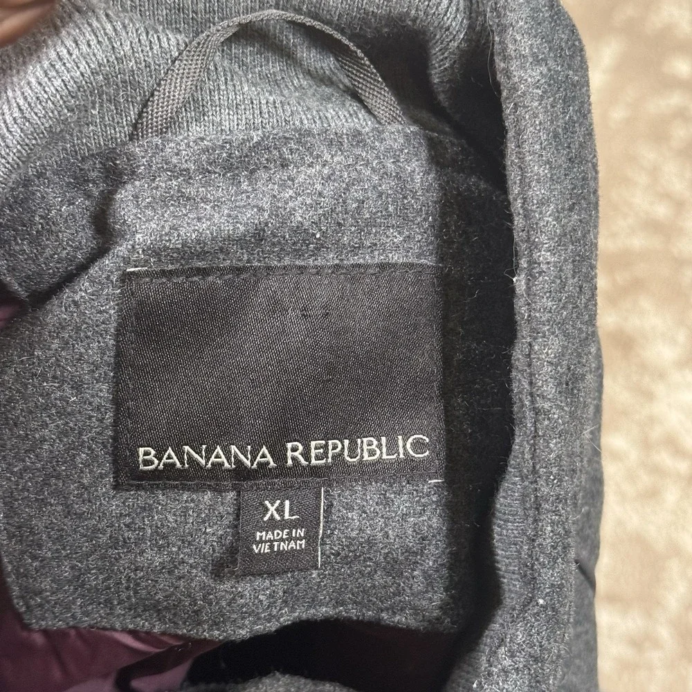 Banana Republic Wool Vest Men's XL Gray Full Zip‎ Pockets Thick Heavyweight